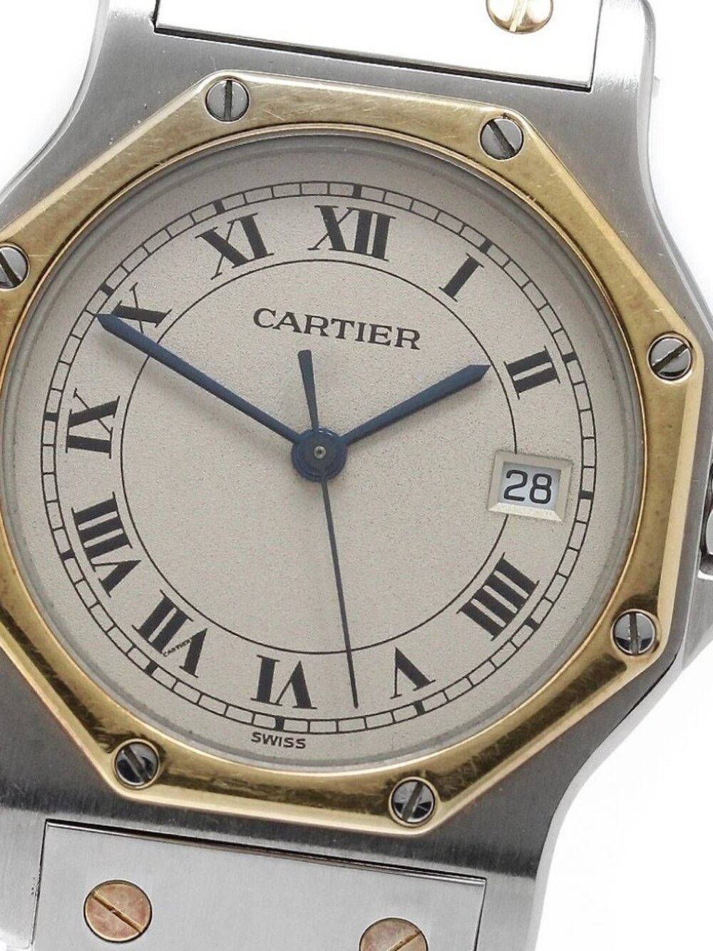 CARTIER Santos Octagon LM W2001583 yellow gold bezel Quartz Men's Watch_973601